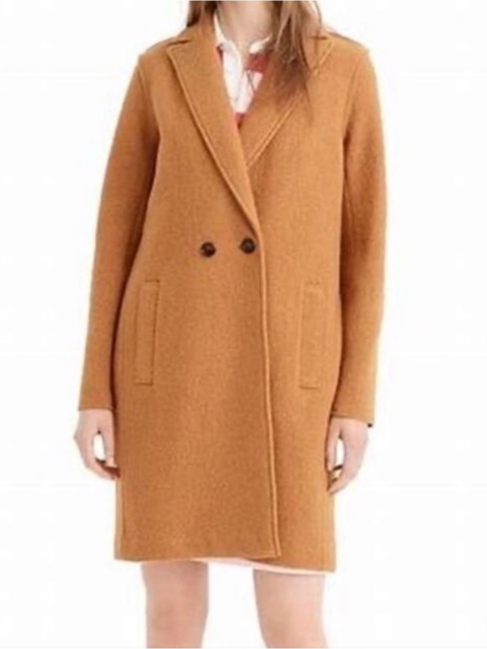 J. Crew Daphne Double-Breasted Boiled Wool Coat in Camel